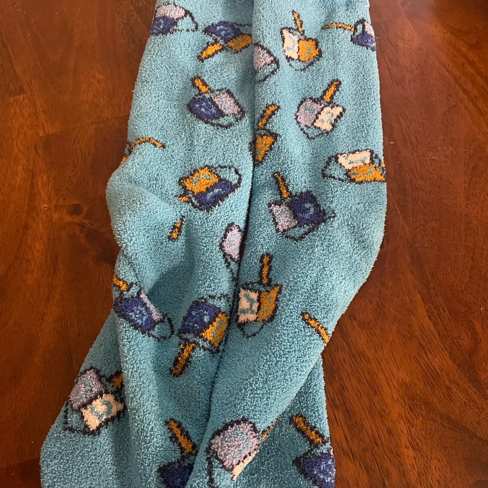 Chanukah Socks Holiday One Size Blue Dreidel novelty
